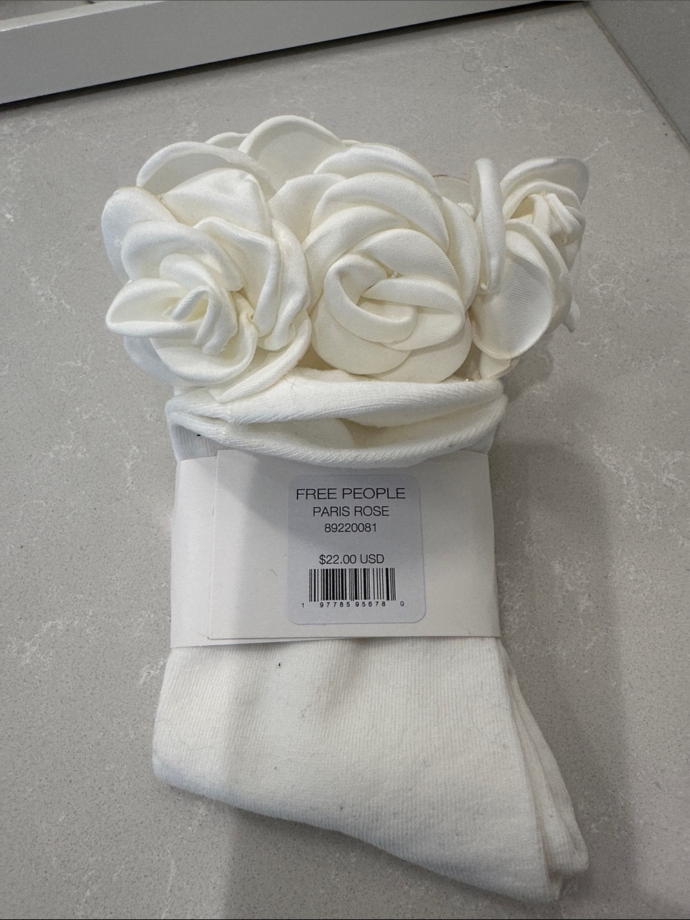 Free People White Floral Appliqué Ankle Socks